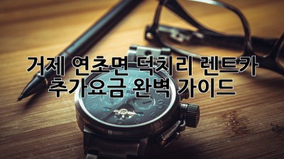 거제 연초면 덕치리 렌트카 추가요금 완벽 가이드